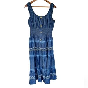 Chambray Fit and Flare Maxi Dress